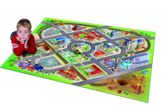 Dětský hrací koberec město s letištěm