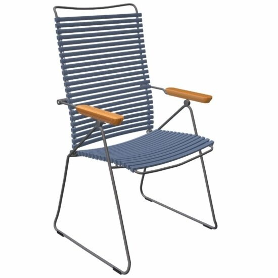 Modrá plastová polohovací zahradní židle