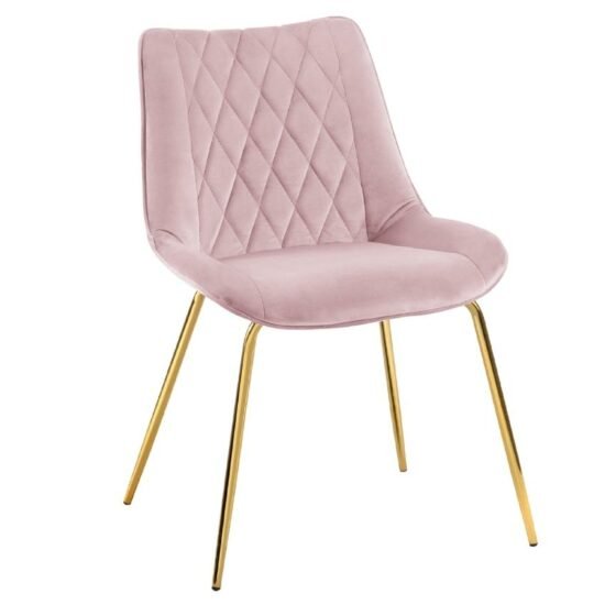 Růžová sametová jídelní židle MICADONI BARREN
