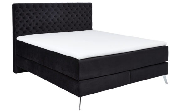Černá sametová dvoulůžková postel 180 x 200 cm