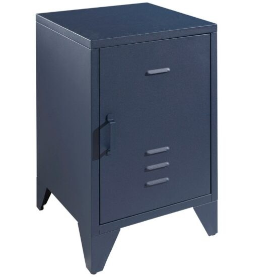 Modrý kovový noční stolek Vipack Bronxx