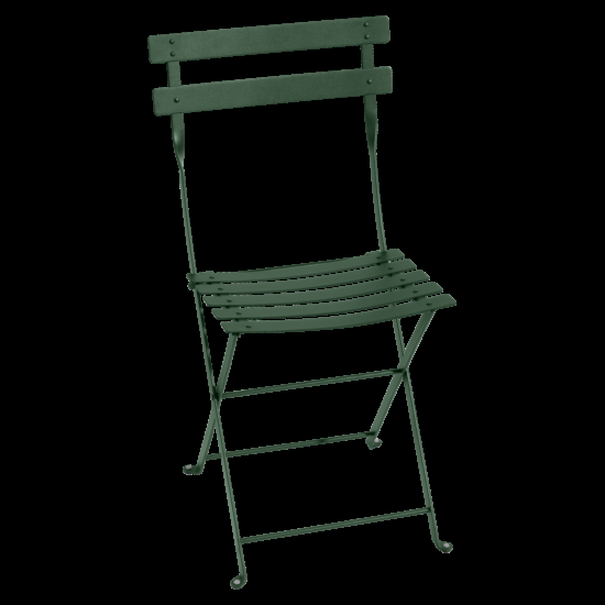 Tmavě zelená kovová skládací židle