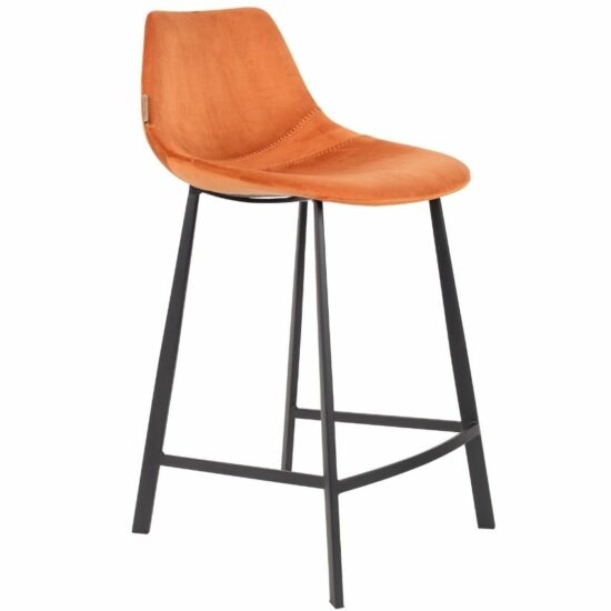 Oranžová sametová barová židle DUTCHBONE