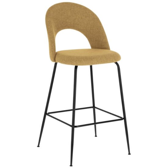 Hořčicově žlutá látková barová židle Kave