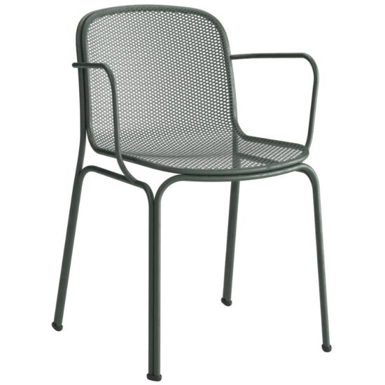 Tmavě zelená kovová zahradní židle