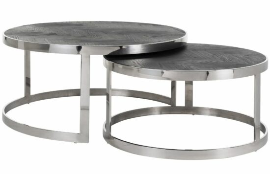Černo stříbrný dubový set dvou konferenčních stolků