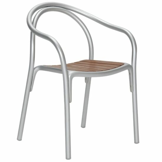 Stříbrná kovová zahradní židle Pedrali
