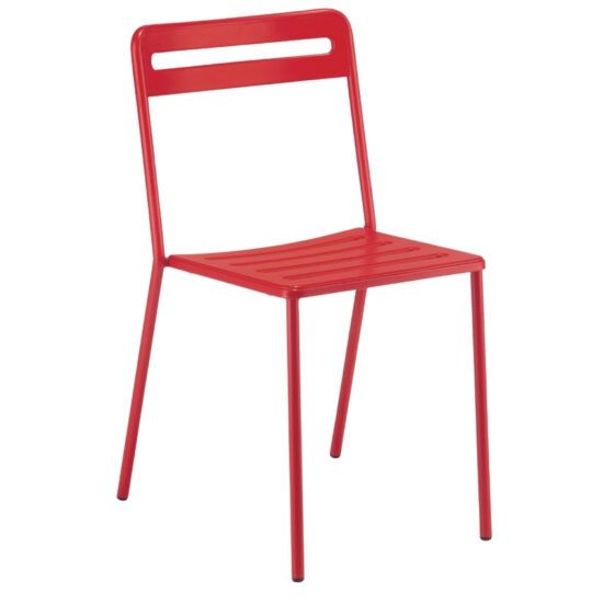 Červená kovová zahradní židle COLOS