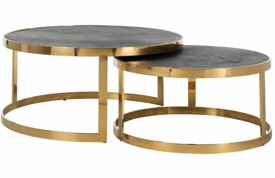 Černo zlatý dubový set dvou konferenčních stolků