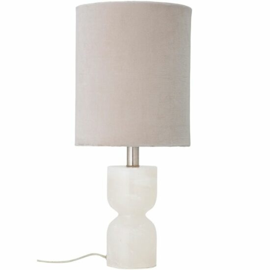 Krémově bílá sametová stolní lampa
