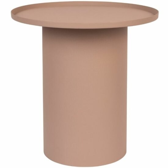 White Label Růžový matný kovový odkládací stolek