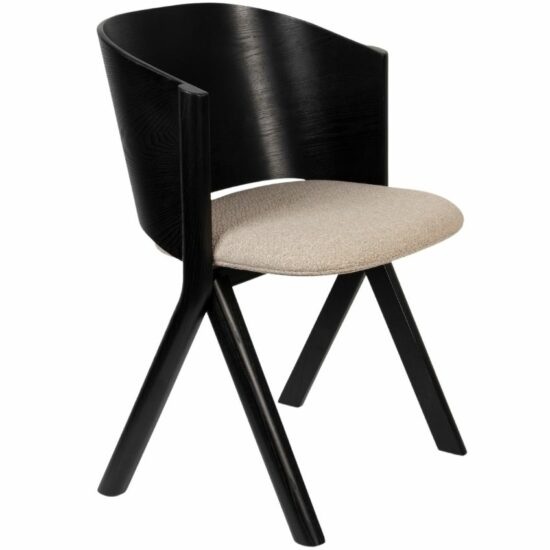 Černá jasanová jídelní židle Banne Twigs s šedým