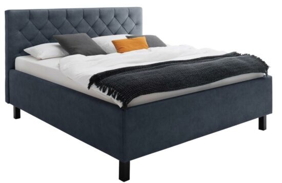 Modrá koženková dvoulůžková postel Meise Möbel San Remo 180