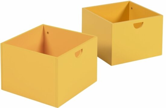 Set dvou hořčicově žlutých lakovaných úložných boxů Kave