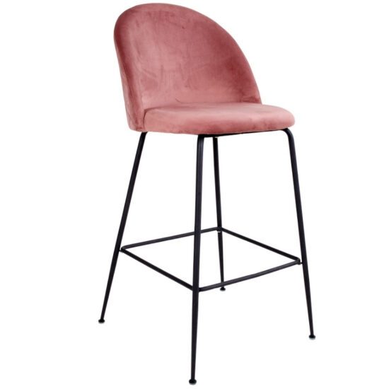 Nordic Living Růžová sametová barová židle Anneke