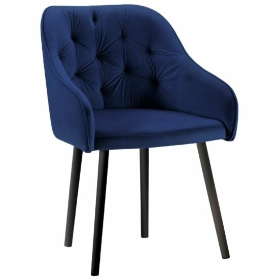 Královsky modrá sametová jídelní židle