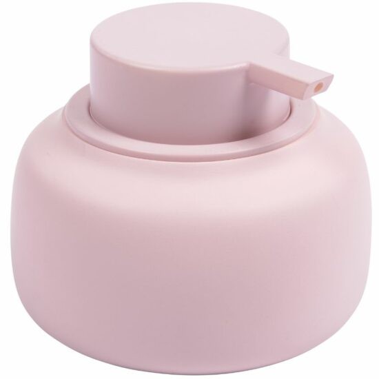 Růžový plastový dávkovač na mýdlo