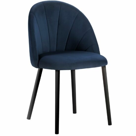 Tmavě modrá sametová jídelní židle