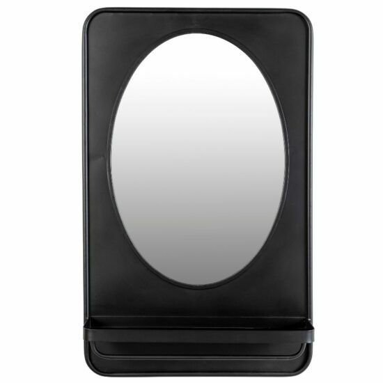 White Label Černé kovové závěsné zrcadlo