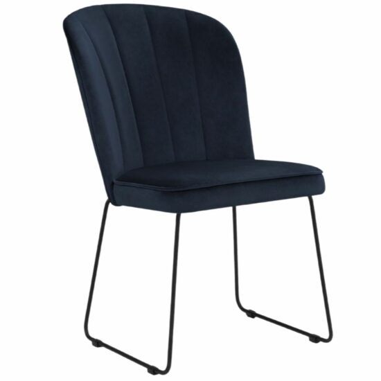 Tmavě modrá sametová jídelní židle