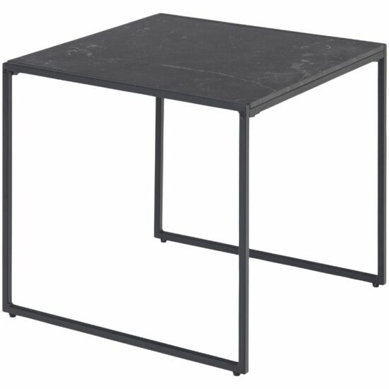 Scandi Černý kovový odkládací stolek s mramorovým dekorem