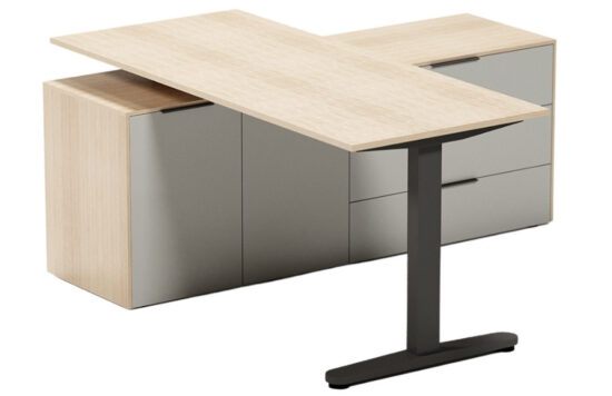ARBYD Set dubového kancelářského nastavitelného stolu a