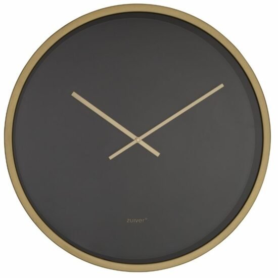 Černo-mosazné kovové nástěnné hodiny