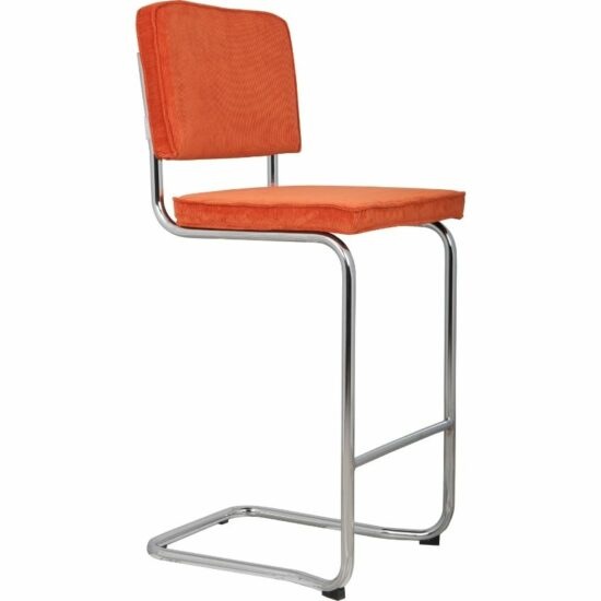 Oranžová manšestrová barová židle ZUIVER RIDGE
