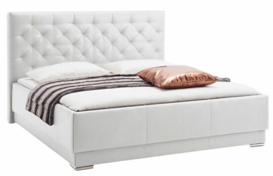 Bílá koženková dvoulůžková postel Meise Möbel Pisa