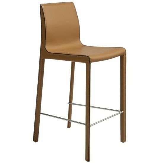 Koňaková koženková barová židle