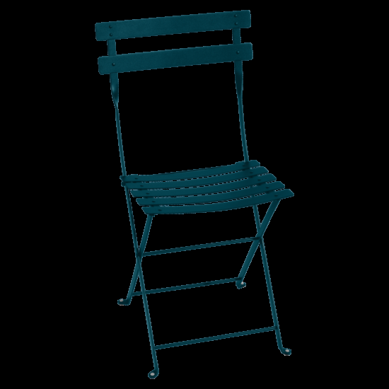 Modrá kovová skládací židle