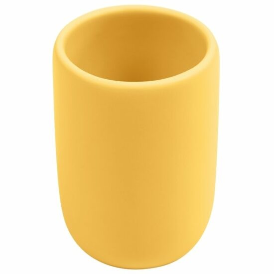 Žlutý plastový stojan na zubní kartáčky