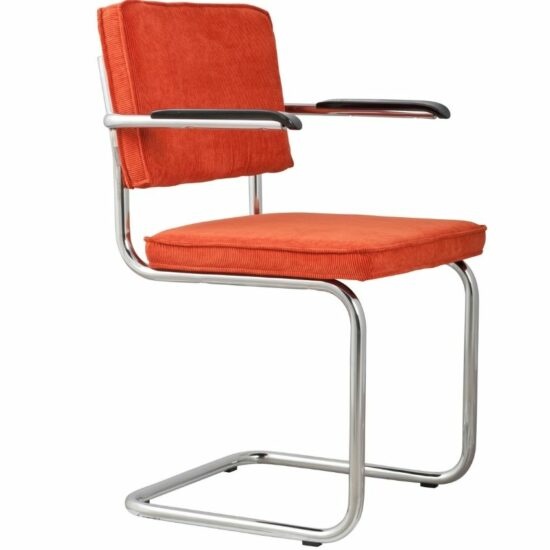 Oranžová manšestrová jídelní židle ZUIVER RIDGE