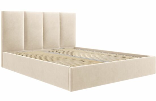 Béžová sametová dvoulůžková postel MICADONI Pyla 180 x