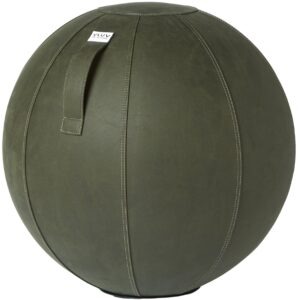 Zelený koženkový sedací / gymnastický míč VLUV