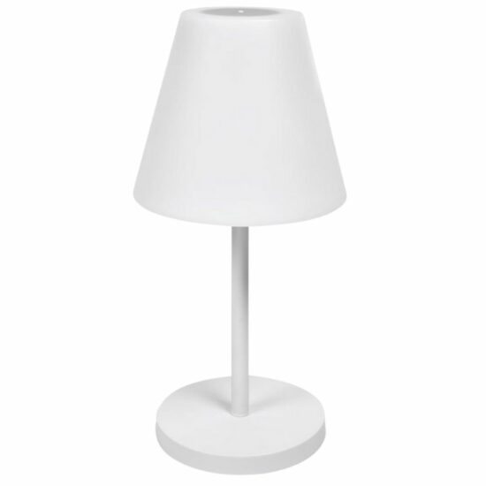 Bílá plastová zahradní stolní LED lampa