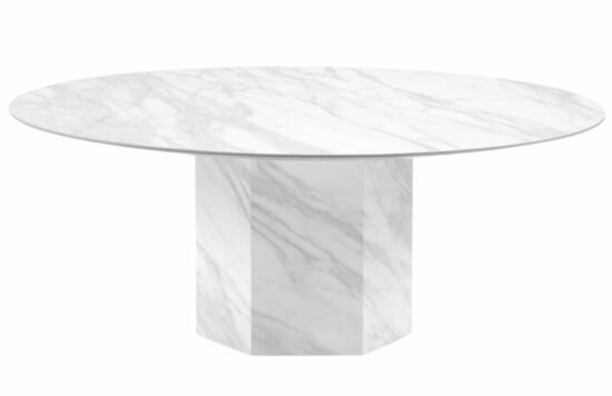 Bílý mramorový kulatý konferenční stolek Micadoni