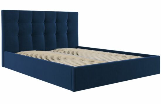Královsky modrá sametová dvoulůžková postel MICADONI Phaedra 140
