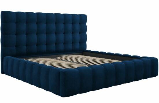 Královsky modrá sametová dvoulůžková postel MICADONI Mamaia 200