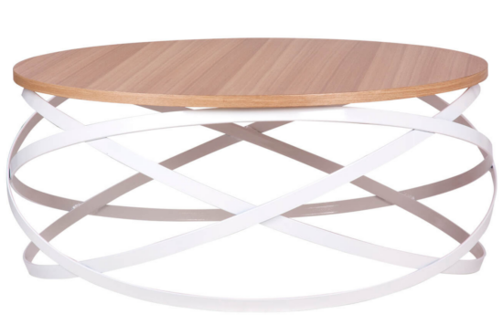 Dubový konferenční stolek s bílou podnoží