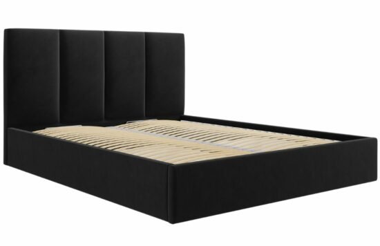 Černá sametová dvoulůžková postel MICADONI Pyla 140 x