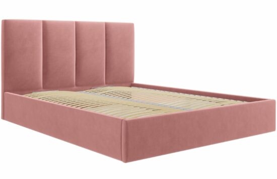 Růžová sametová dvoulůžková postel MICADONI Pyla 140 x