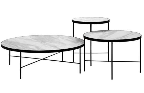 Set tří bílých mramorových konferenčních stolků MICADONI STEPPE
