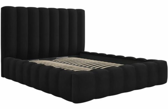 Černá sametová dvoulůžková postel MICADONI Kelp 140 x