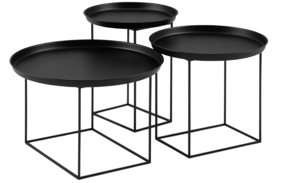 Set tří černých kovových konferenčních stolků MICADONI