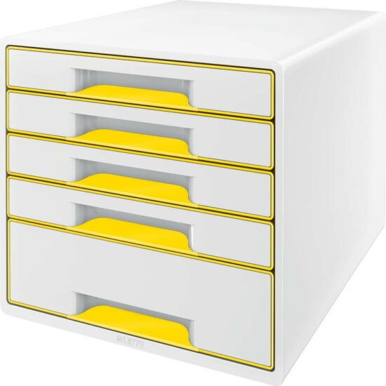 Bílo-žlutý zásuvkový box Leitz WOW