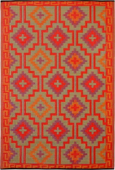 Oranžovo-fialový oboustranný venkovní koberec z recyklovaného plastu Fab Hab Lhasa