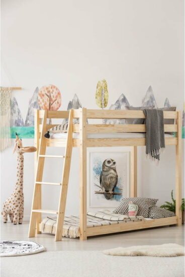 Patrová dětská postel z borovicového dřeva 70x140