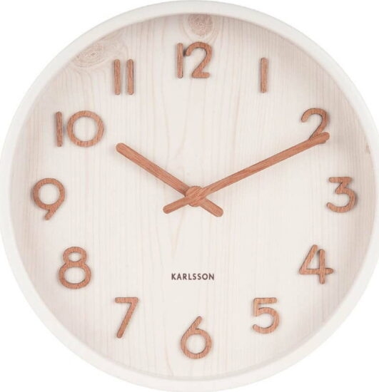 Bílé nástěnné hodiny z lipového dřeva Karlsson