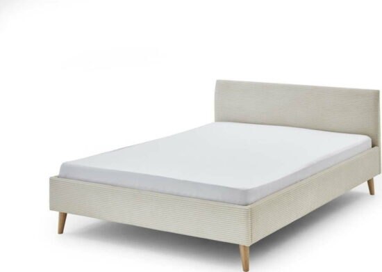 Béžová čalouněná dvoulůžková postel 140x200 cm